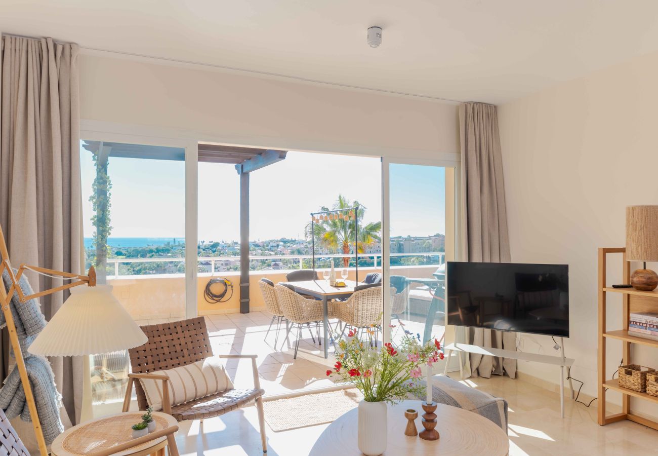Lejlighed i Mijas Costa - Luksus lejlighed med havudsigt – få skridt til strand og restauranter